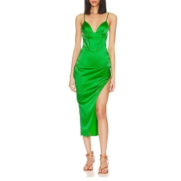 NWT SER.O.YA Retrofete Revolve Jamila Silk Corset‎ Dress Kelly Green Small - Picture 8 of 10